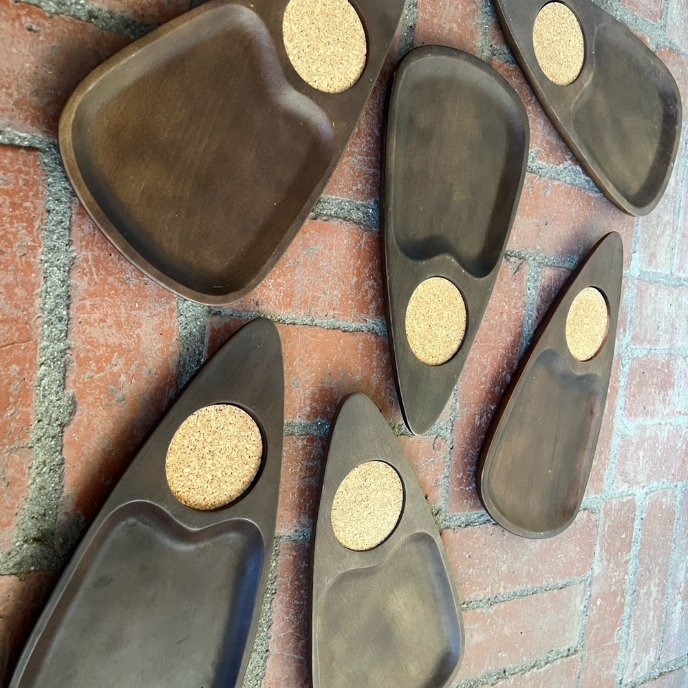 1960’s Japanese Wooden Appetizer Snack /Cocktail Coasters - Set of 7 - Picture 4 of 8